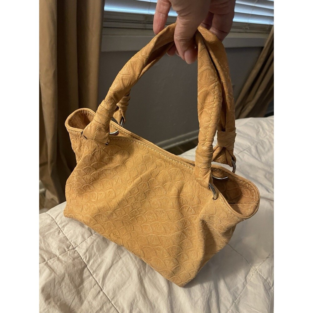 Cecconi Piero Genuine Italian Leather Handbag Purse Tan color floral lining